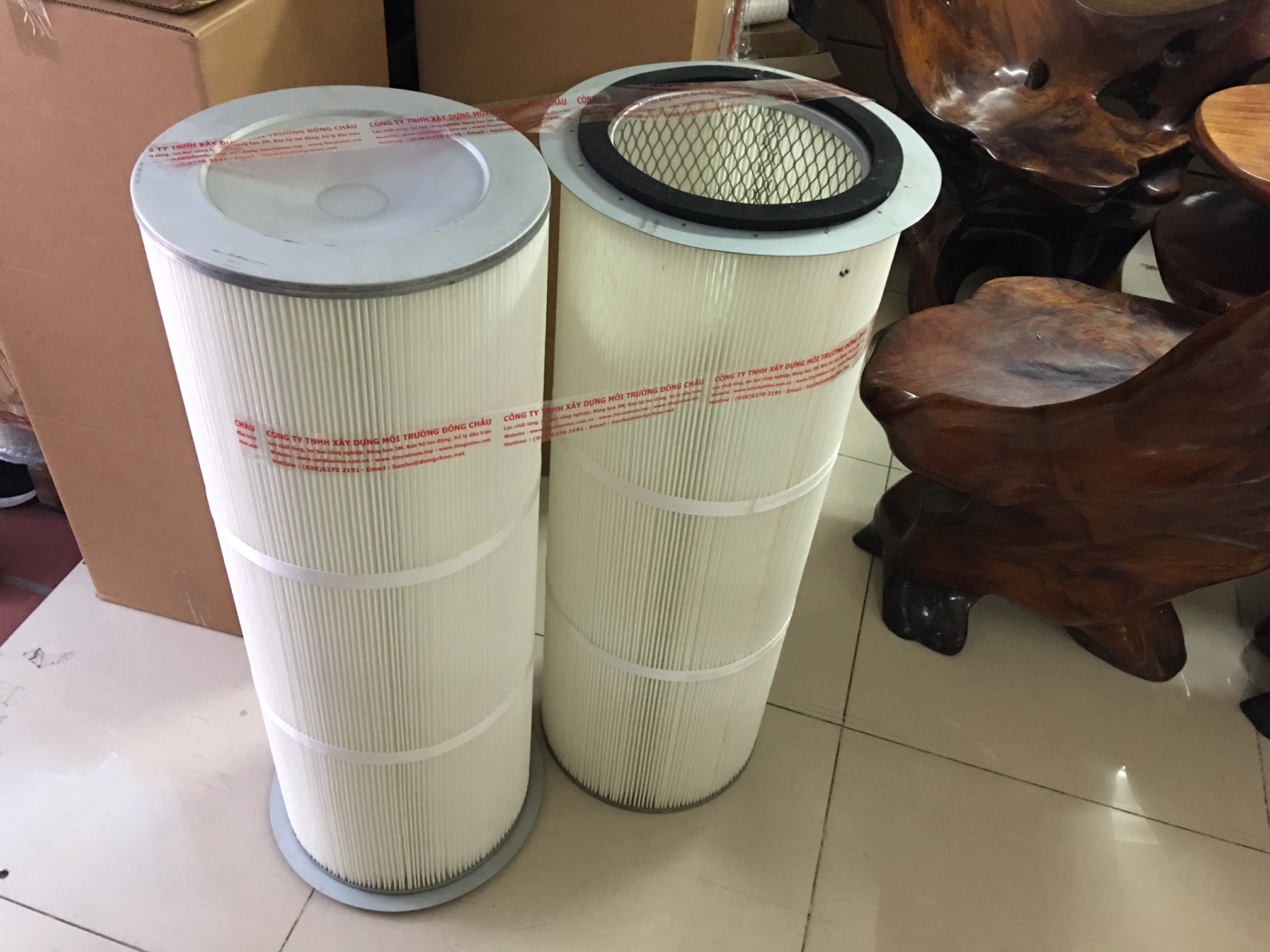 cấu tạo 2 đầu Phin lõi lọc bụi giấy PE có vành tròn gia công