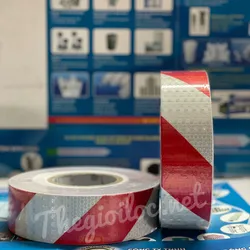 Băng keo phản quang sọc ĐỎ - TRẮNG