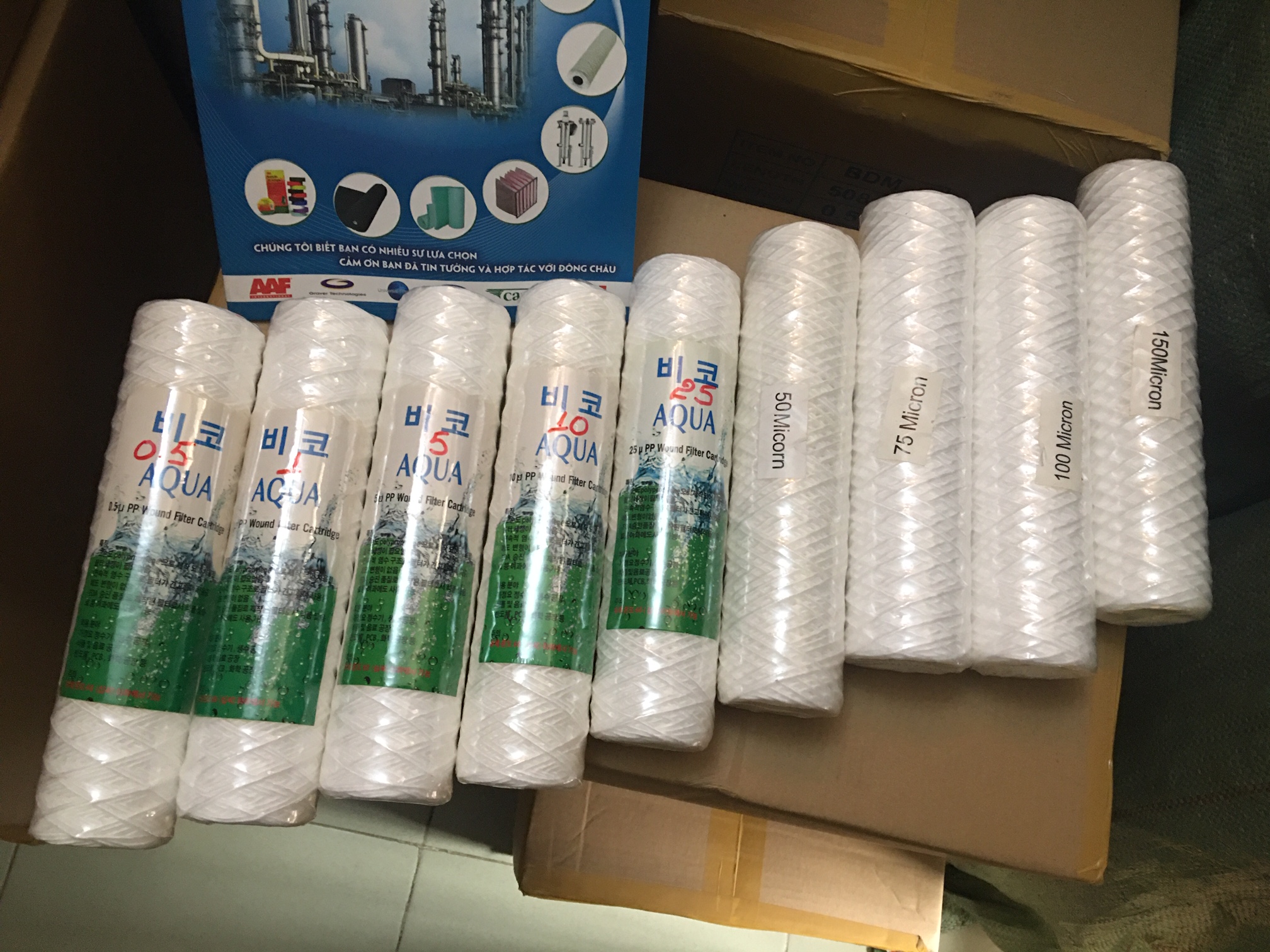 Các kiểu quấn tương ứng các micron khác nhau của lõi lọc sợi quấn Aqua Hàn Quốc Các kiểu quấn tương ứng các micron khác nhau của lõi lọc sợi quấn Aqua Hàn Quốc