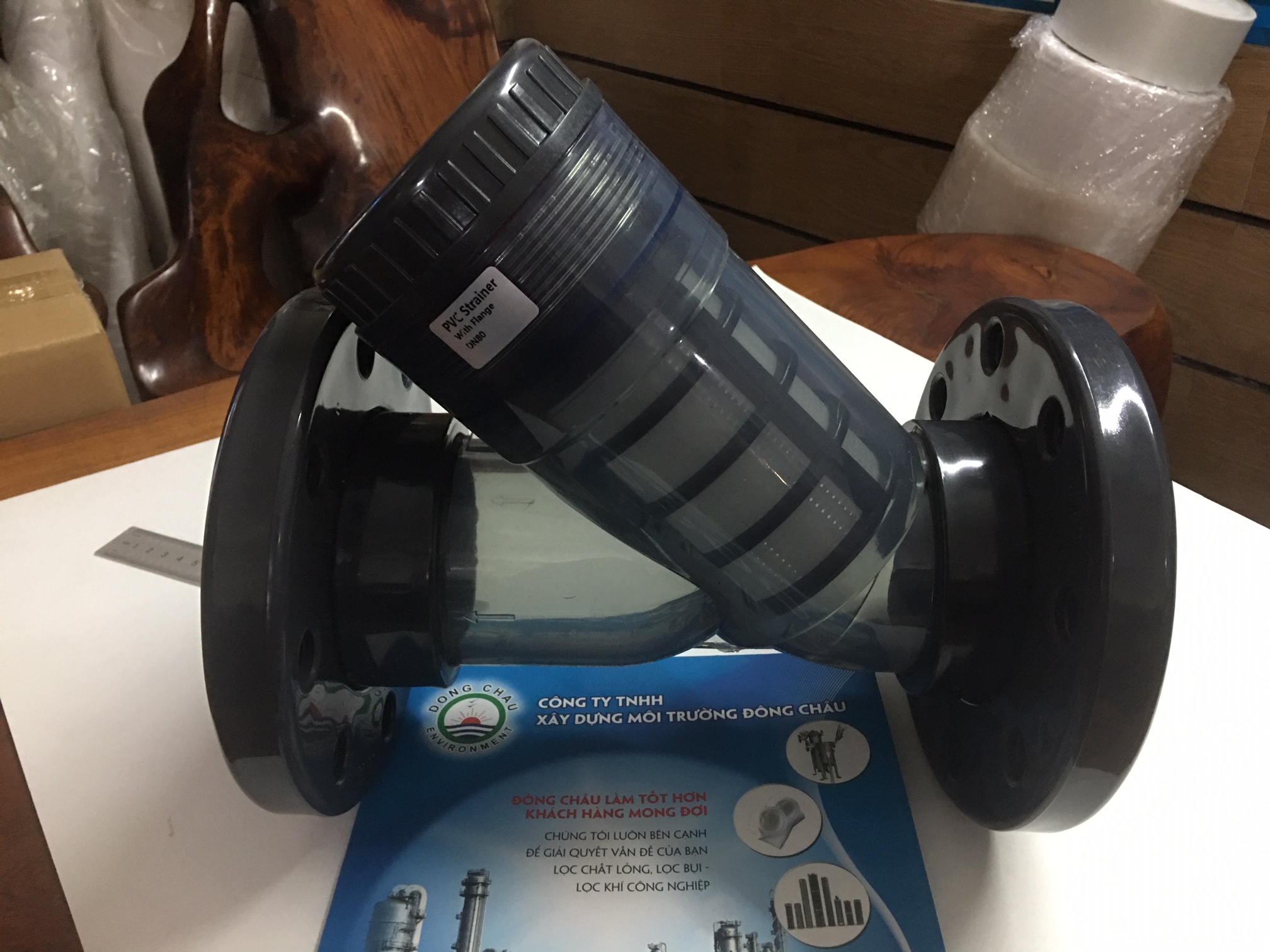 Y lọc nhựa trong DN80 mặt bích uPVC chi tiết cấu tạo sản phẩm DN80 mặt bích Y lọc nhựa trong