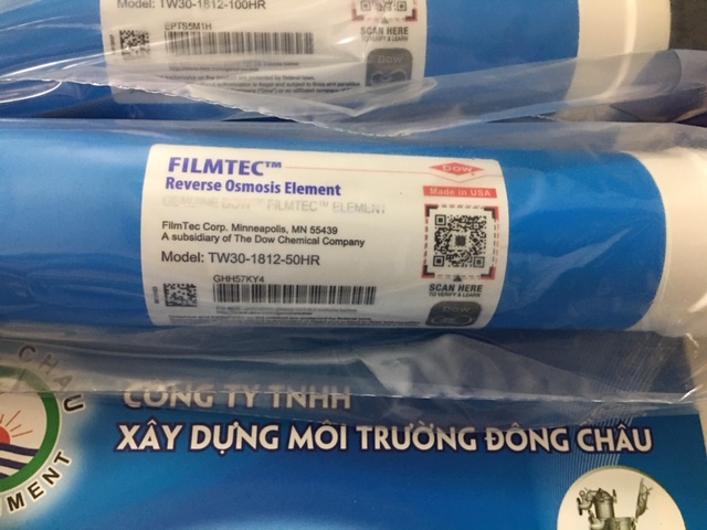 Màng RO gia đình TW30-1812-50HR QR code TW30-1812-50HR Lưu lượng 15 lít/h Màng RO Dow Mỹ