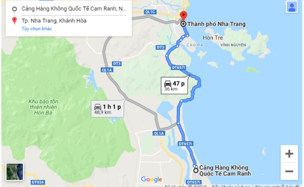 Bản đồ vị trí sân bay Cam Ranh