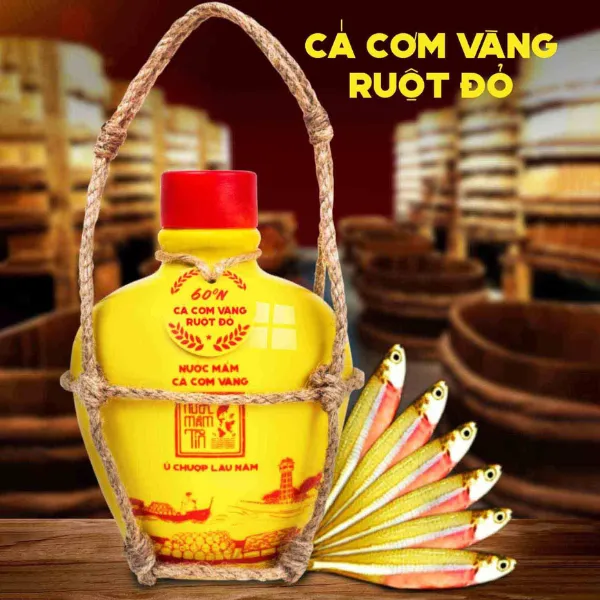 01 Bình Gốm Nước Mắm Tĩnh Cá Cơm Vàng Ruột Đỏ 60 Độ Đạm 250ml