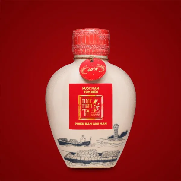01 Bình Gốm Nước Mắm Tĩn Tôm Biển 60 Độ Đạm 500ml