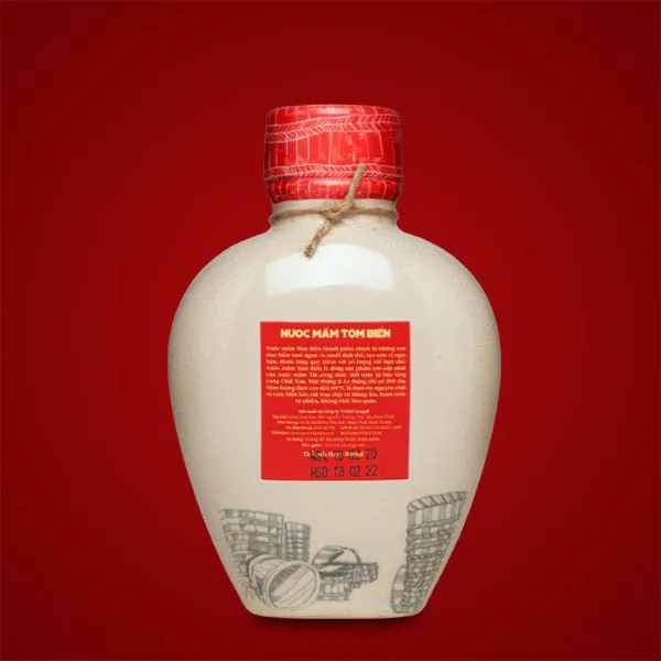 01 Bình Gốm Nước Mắm Tĩn Tôm Biển 60 Độ Đạm 500ml