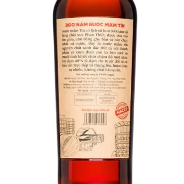 01 Chai Nước Mắm Tĩn Nhãn Đỏ 40 Độ Đạm 500ml