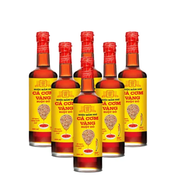 Thùng 6 Chai Nước Mắm Nhỉ Cá Cơm  Vàng Ruột Đỏ 500ml Làng Chài Xưa Cá Cơm Vàng Ngon Vùng Nước Trồi