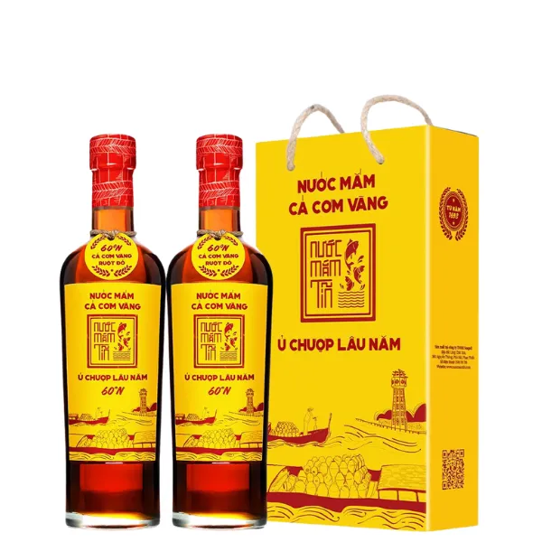 Combo 2 Chai Nước Mắm Tĩn Cá Cơm Vàng Ruột Đỏ 60 Độ Đạm 500ml