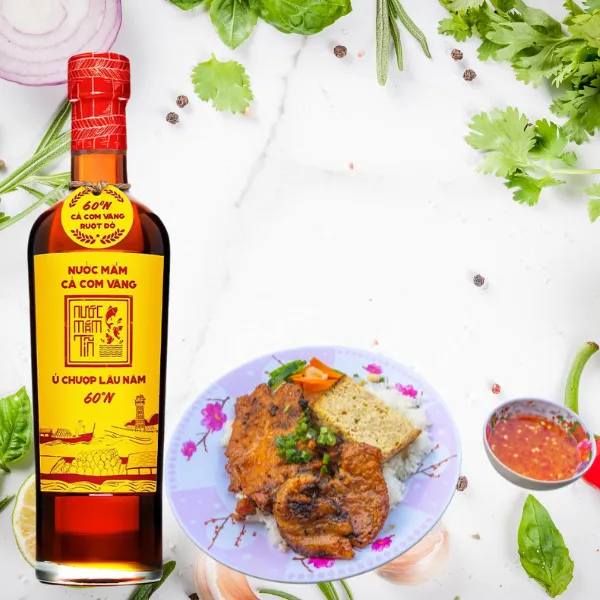 Combo 2 Chai Nước Mắm Tĩn Cá Cơm Vàng Ruột Đỏ 60 Độ Đạm 500ml