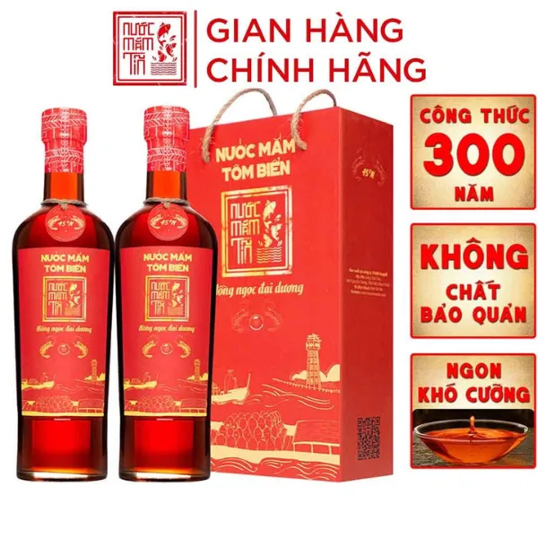Cặp 2 Chai Nước Mắm Tĩn Tôm Biển Hồng Ngọc Đại Dương 45N