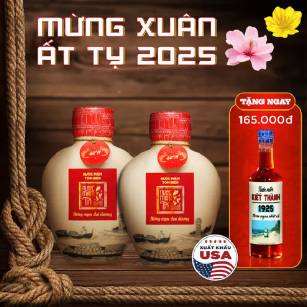 Combo 2 Bình Gốm Nước Mắm Tĩn Tôm Biển Truyền Thống 60N 500ml -Nước Mắm Tĩn