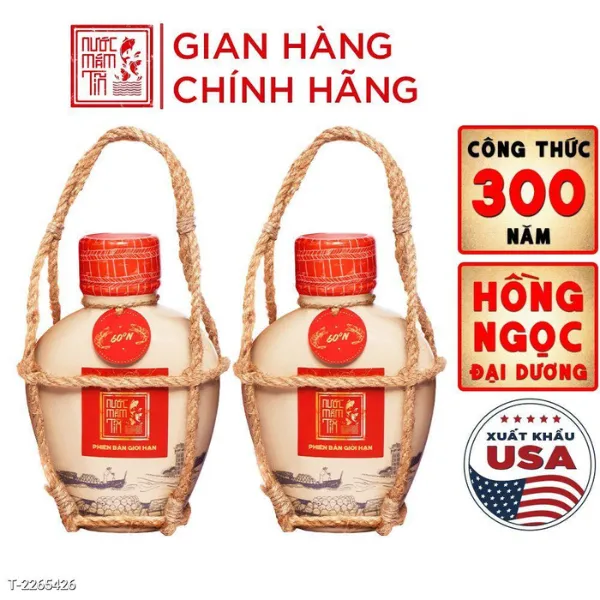 Combo 2 Bình Gốm Nước Mắm Tĩn Tôm Biển Truyền Thống 60N 500ml -Nước Mắm Tĩn