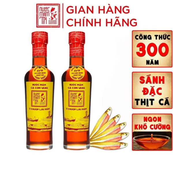 Combo 2 Chai Nước Mắm Cá Cơm Vàng Ruột Đỏ  60 Độ Đạm 250ml
