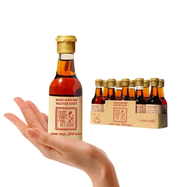 Lốc 10 Chai Nước Mắm Tĩn Nhãn Đỏ Cá Cơm Than Mini 40N 60ml