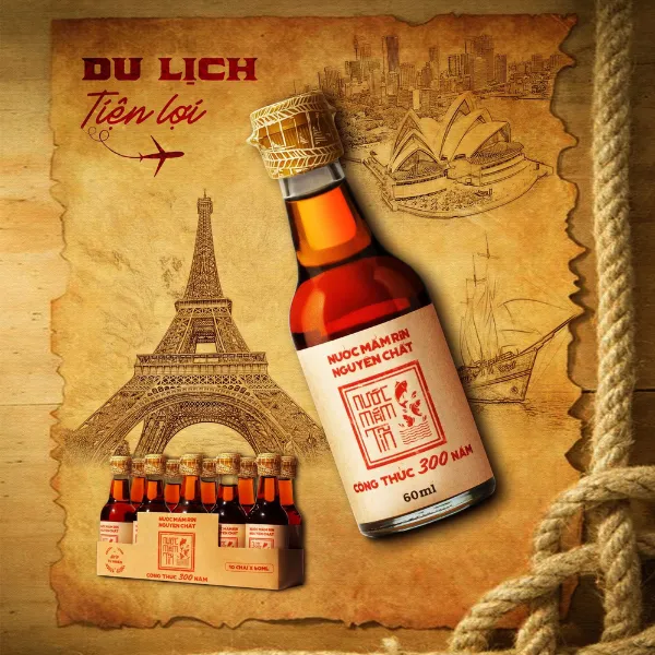 Lốc 10 Chai Nước Mắm Tĩn Nhãn Đỏ Cá Cơm Than Mini 40N 60ml