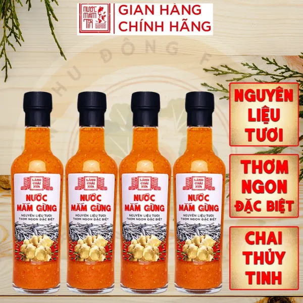 Combo 4 Chai Nước Mắm Gừng Tỏi Ớt 300G Làng Chài Xưa