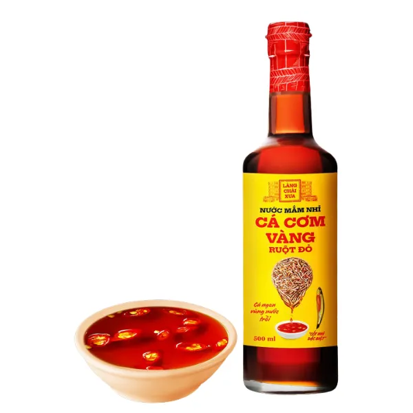 Nước Mắm Nhỉ Cá Cơm Vàng Ruột Đỏ 500ml Chai Thủy Tinh