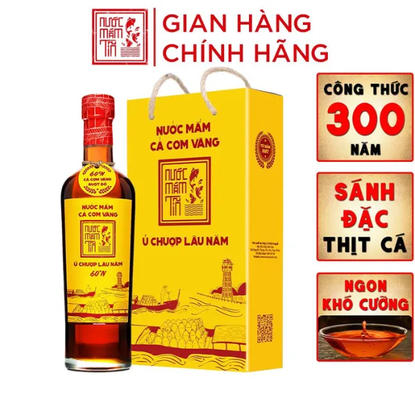 01 Chai Nước Mắm Tĩn Cá Cơm Vàng Ruột Đỏ 60 Độ Đạm 500ml
