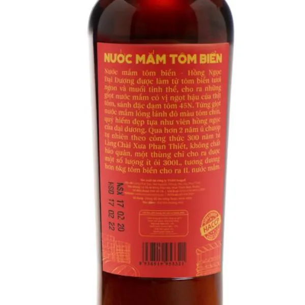 01 Chai Nước Mắm  TĩnTôm Biển Hồng Ngọc Đại Dương 45 Độ Đạm 500ml