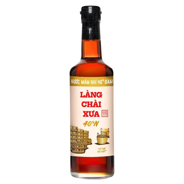 Thùng 6 Chai Nước Mắm Nhỉ Nhãn Vàng 40 Độ Đạm 500ml -Làng Chài Xưa