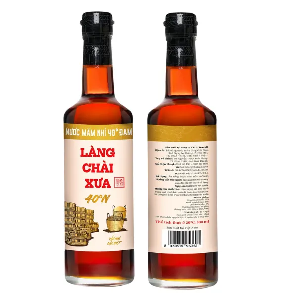 Thùng 6 Chai Nước Mắm Nhỉ Nhãn Vàng 40 Độ Đạm 500ml -Làng Chài Xưa