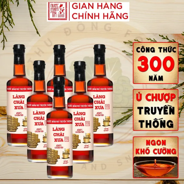 Thùng 6 Chai Nước Mắm Nhỉ Tryền Thống Nhãn Đỏ 500ml- Làng Chài Xưa
