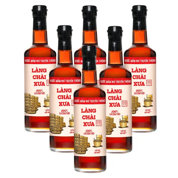 Thùng 6 Chai Nước Mắm Nhỉ Tryền Thống Nhãn Đỏ 500ml- Làng Chài Xưa
