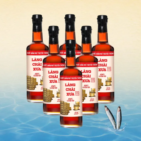 Thùng 6 Chai Nước Mắm Nhỉ Tryền Thống Nhãn Đỏ 500ml- Làng Chài Xưa