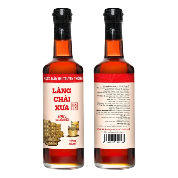 Thùng 6 Chai Nước Mắm Nhỉ Tryền Thống Nhãn Đỏ 500ml- Làng Chài Xưa