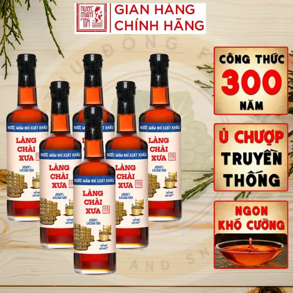 Thùng 6 Chai Nước Mắm Nhỉ Nhãn Xanh Xuất Khẩu 500ml - Làng Chài Xưa