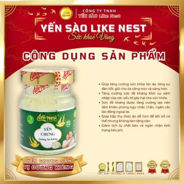 Tổ Yến Chưng Sẵn Đường Ăn Kiêng 32%  Lốc 6 Hủ