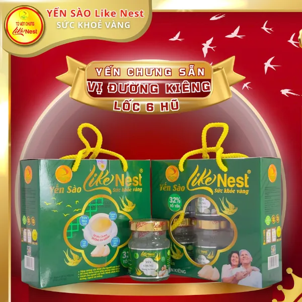 Tổ Yến Chưng Sẵn Đường Ăn Kiêng 32%  Lốc 6 Hủ