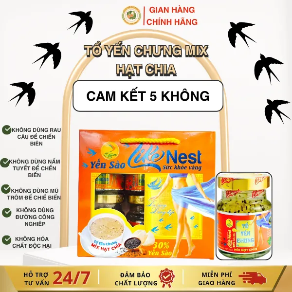 Yến Sào Chưng Sẵn Mix Hạt Chia 30% Lốc 6 Hủ