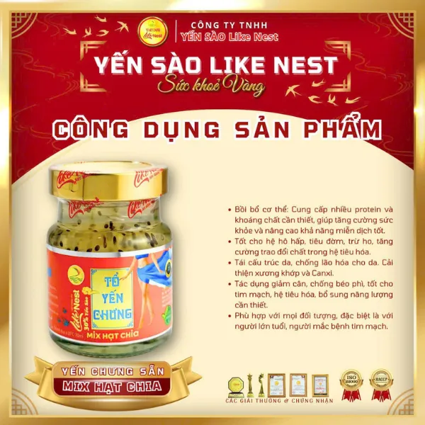 Yến Sào Chưng Sẵn Mix Hạt Chia 30% Lốc 6 Hủ