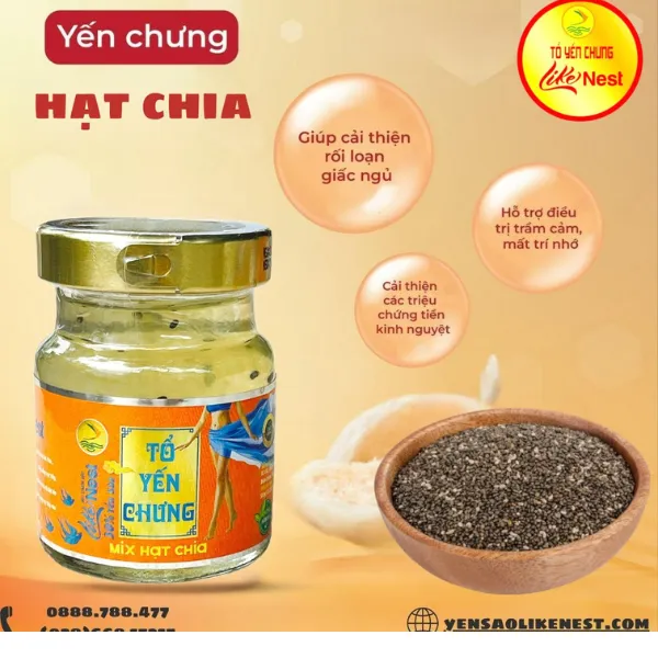 Yến Sào Chưng Sẵn Mix Hạt Chia 30% Lốc 6 Hủ