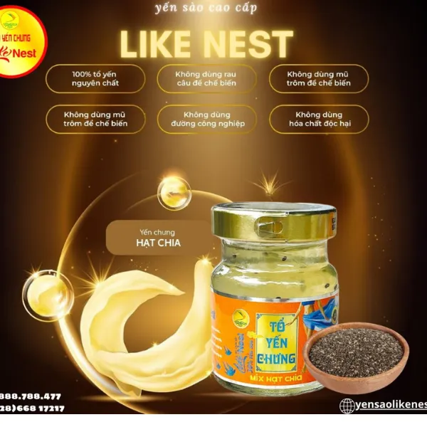Yến Sào Chưng Sẵn Mix Hạt Chia 30% Lốc 6 Hủ