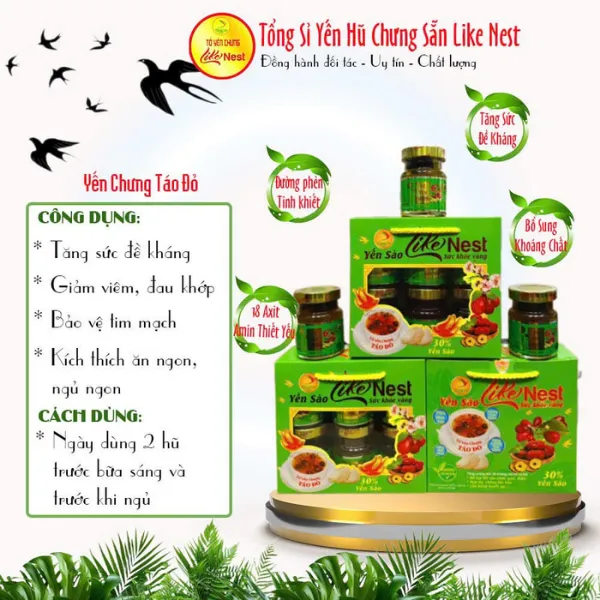 Tổ Yến Chưng Sẵn Vị Táo Đỏ 30% Lốc  Hủ