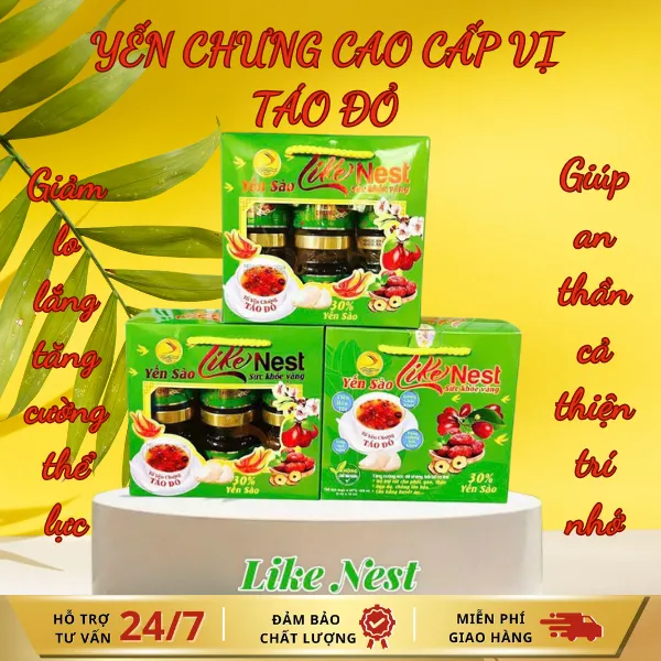 Tổ Yến Chưng Sẵn Vị Táo Đỏ 30% Lốc  Hủ