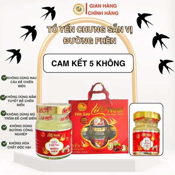 Tổ Yến Chưng Sẵn Vị Đường Phèn 32% Lốc 6 Hủ