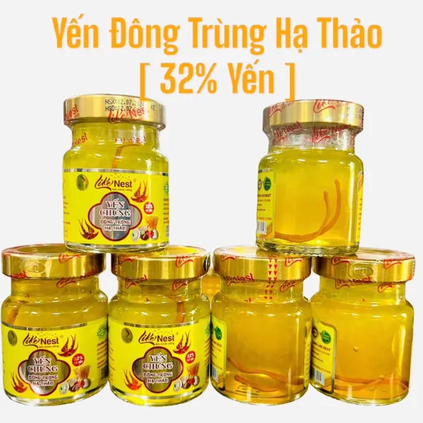 Tổ Yến Chưng Sẵn Đông Trùng Hạ Thảo 32% Lốc 6 Hủ