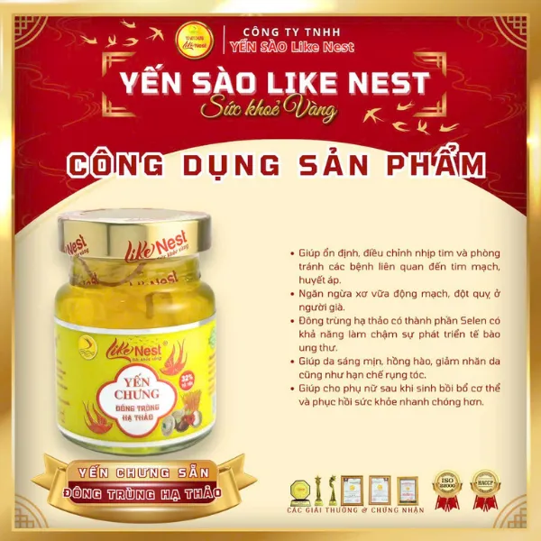 Tổ Yến Chưng Sẵn Đông Trùng Hạ Thảo 32% Lốc 6 Hủ