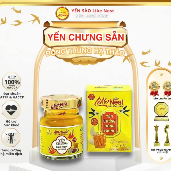 Tổ Yến Chưng Sẵn Đông Trùng Hạ Thảo 32% Lốc 6 Hủ