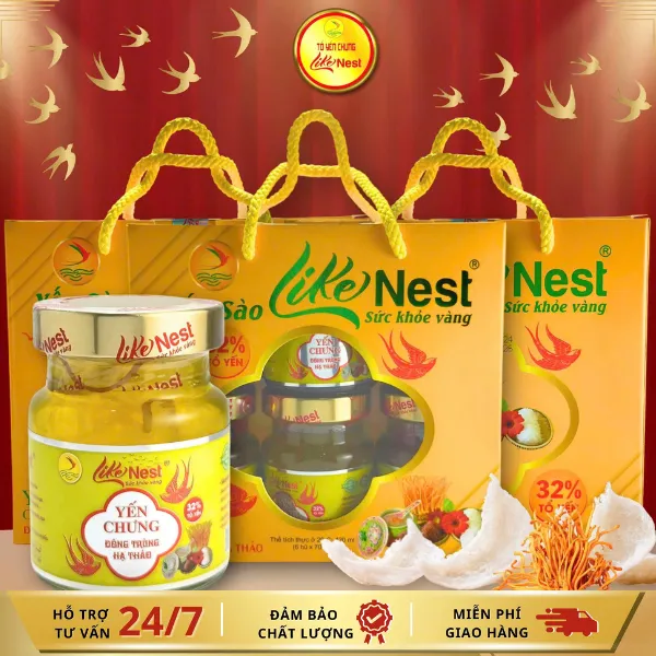 Tổ Yến Chưng Sẵn Đông Trùng Hạ Thảo 32% Lốc 6 Hủ