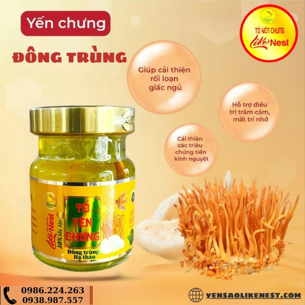 Tổ Yến Chưng Sẵn Đông Trùng Hạ Thảo 32% Lốc 6 Hủ