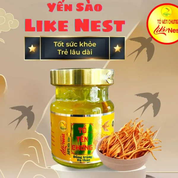 Tổ Yến Chưng Sẵn Đông Trùng Hạ Thảo 32% Lốc 6 Hủ
