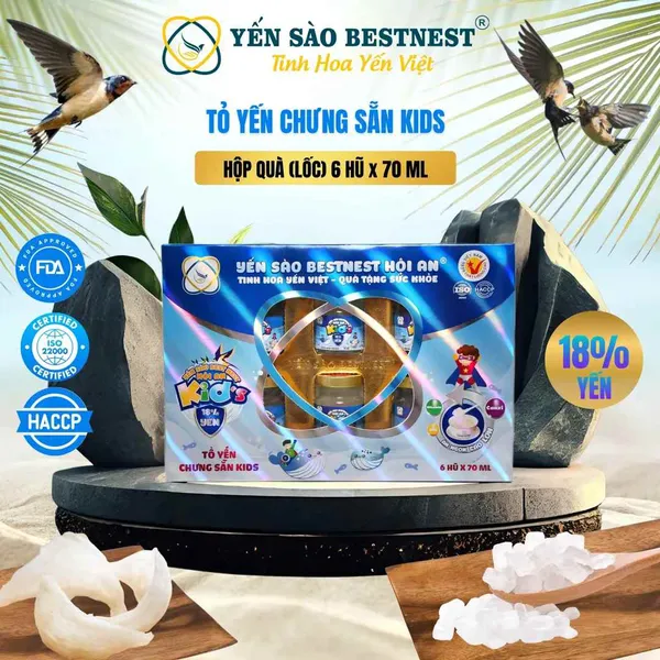 Tổ Yến Trẻ Em  Chưng Sẵn 18% Kid Hop 6 Hu