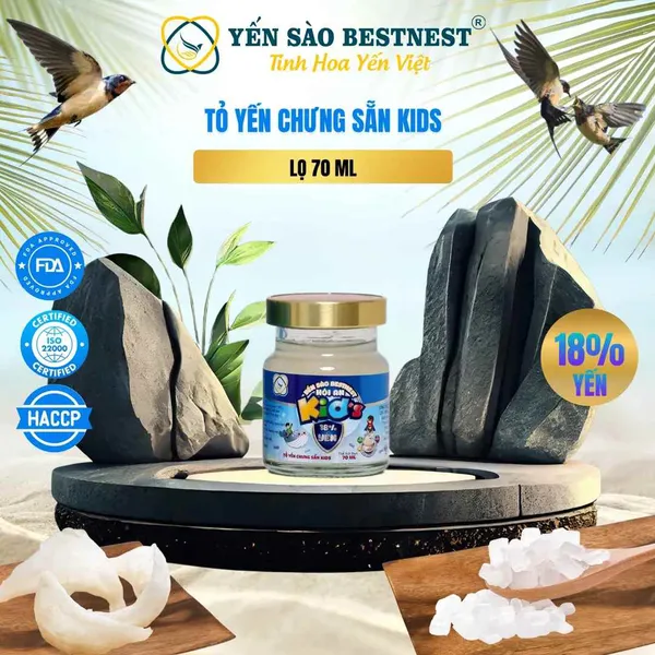 Tổ Yến Trẻ Em  Chưng Sẵn 18% Kid Hop 6 Hu