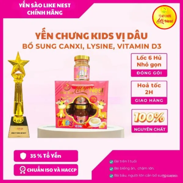 Yến Sào Trẻ Em Vị Dâu Tây Lốc 6 Hủ 35%