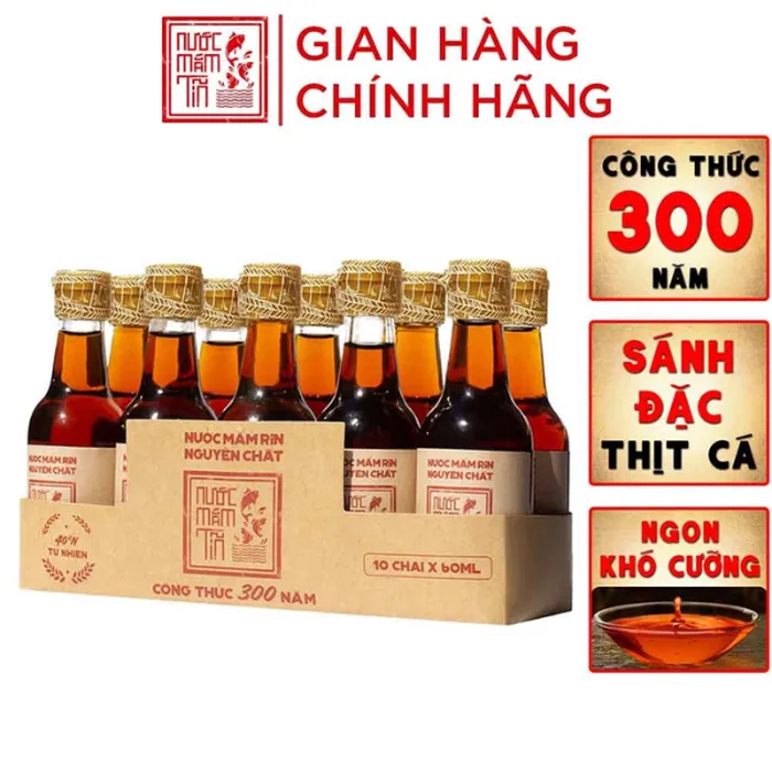 Lốc 10 Chai Nước Mắm Tĩn Nhãn Đỏ Cá Cơm Than Mini 40N 60ml