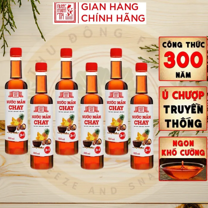 Thùng 6 Chai Nước Mắm Chay 3 Trong 1 525ml Làng Chài Xưa